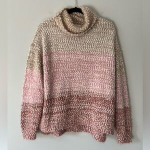 Lauren Conrad Women’s Fuzzy Cowl Neck Colorblock Sweater | Size XL